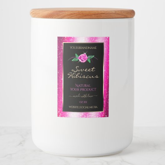 Etiketten voor roze en zwarte producten - Floral R (Voorkant)