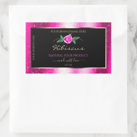 Etiketten voor roze en zwarte producten - Floral R (Tas)