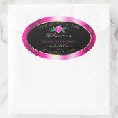 Etiketten voor roze en zwarte producten - Floral R (Tas)