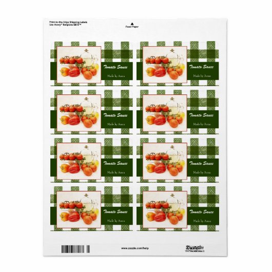 Etiketten voor tomatensaus (Full Sheet)