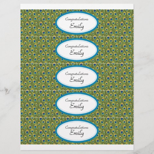 Etiketten voor waterflessen | Turquoise en Peacock Flyer (Voorkant)