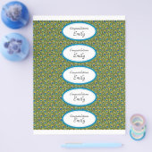 Etiketten voor waterflessen | Turquoise en Peacock Flyer (Enkel)