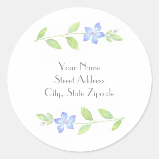 Etiketten voor "Waterverf Periwinkle Flowers" (Voorkant)