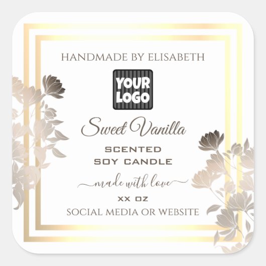 Etiketten voor witte en goudproducten met Logo (Voorkant)