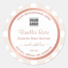 Etiketten voor witte en roze productverpakking met