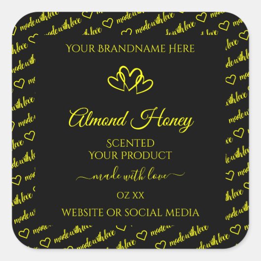 Etiketten voor zwart en geel Word Cloud-product Ha (Voorkant)