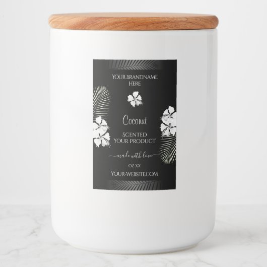 Etiketten voor zwart-wit product Hawaiian Flowers (Voorkant)