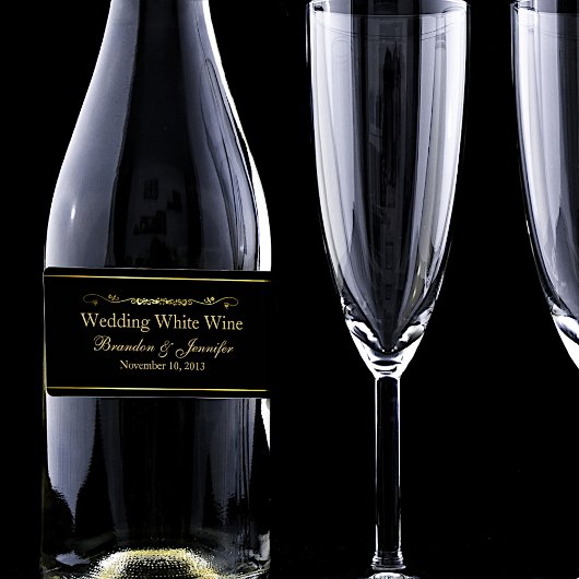 Etiketten voor zwarte en gouden aangepaste bruilof