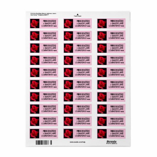 ETIKETTERING ROSE RETURN ADRES ETIKET (Full Sheet)