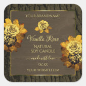 Etikettering van Floral Dark Brown Tree Bark Grain Vierkante Sticker (Voorkant)