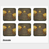 Etikettering van Floral Dark Brown Tree Bark Grain Vierkante Sticker (Vel)
