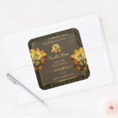 Etikettering van Floral Dark Brown Tree Bark Grain Vierkante Sticker (Envelop)