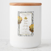 Etikettering van Floral-Oranje witte boomschors Voedselcontainer Etiket (Voorkant)