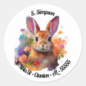 Etikettering van het primaire Bunny-retouradres Ronde Sticker (Voorkant)