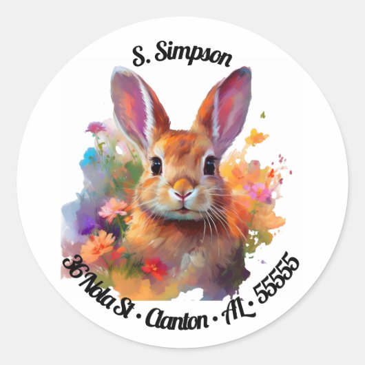 Etikettering van het primaire Bunny-retouradres Ronde Sticker (Voorkant)