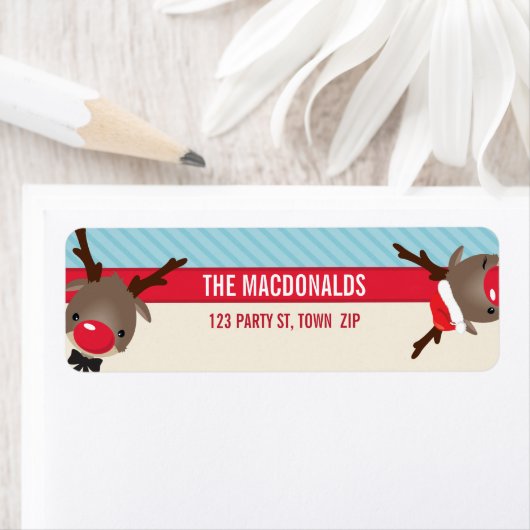 ETIKETTERING VAN HET TERUGDRUK : schattige rendier Etiket (Insitu)