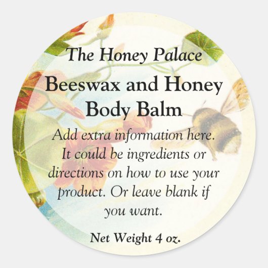 Etikettering van honingbijenbont ronde sticker (Voorkant)