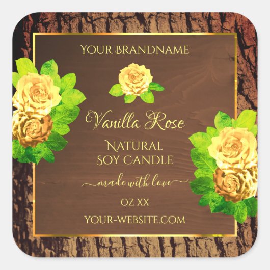 Etikettering van houtachtige hakbomen Rozen Vierkante Sticker (Voorkant)