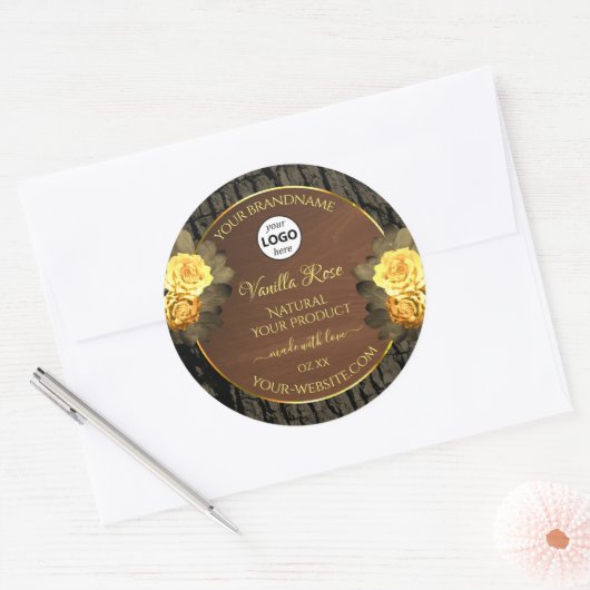 Etikettering van houtkorrels Logo van schors Ronde Sticker (Envelop)