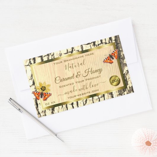 Etikettering van natuurlijke houtkorrels - Logo va Rechthoekige Sticker (Envelop)