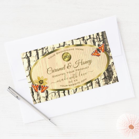 Etikettering van natuurlijke houtkorrels - Logo va Rechthoekige Sticker (Envelop)