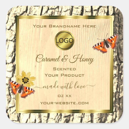 Etikettering van natuurlijke houtkorrels - Logo va Vierkante Sticker (Voorkant)