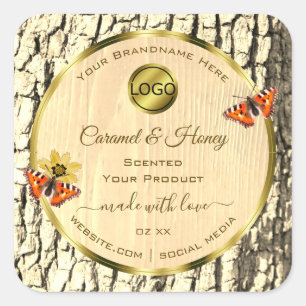 Etikettering van natuurlijke houtkorrels - Logo va Vierkante Sticker