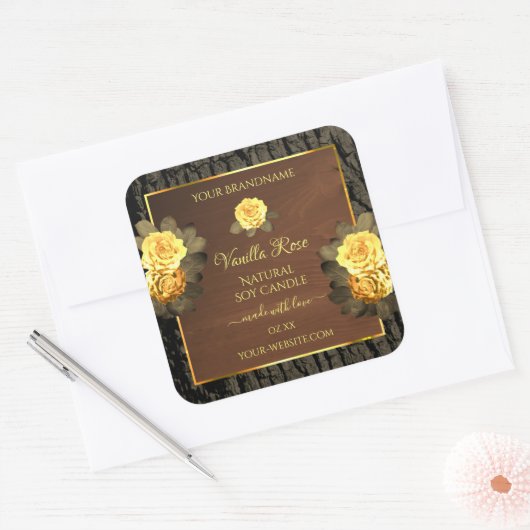 Etikettering van producten van de bloementeelt vierkante sticker (Envelop)