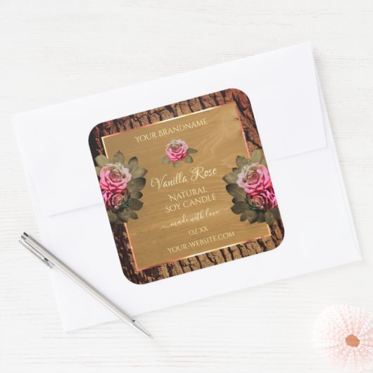 Etikettering van producten van de bloementeelt vierkante sticker (Envelop)