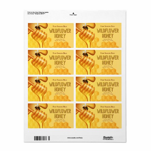 Etikettering van producten voor bijen en honingdip etiket (Full Sheet)