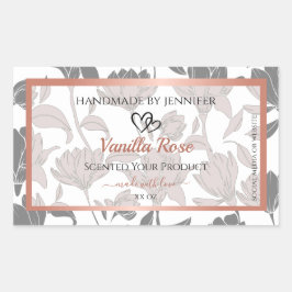 Etikettering van Roos-goud en grauwe Floral Rechthoekige Sticker