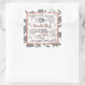 Etikettering van Roos-goud en grauwe Floral Vierkante Sticker (Tas)