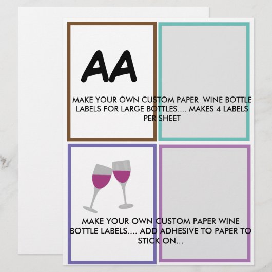 ETIKETTERS VAN DE DOUANEPAPIER VOOR GROTE WIJNEN BRIEFHOOFD (Voorkant / Achterkant)