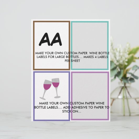 ETIKETTERS VAN DE DOUANEPAPIER VOOR GROTE WIJNEN BRIEFHOOFD (Staand voorkant)