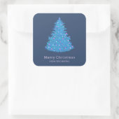 Etiqueta adhesiva con árbol de Navidad azul Vierkante Sticker (Tas)