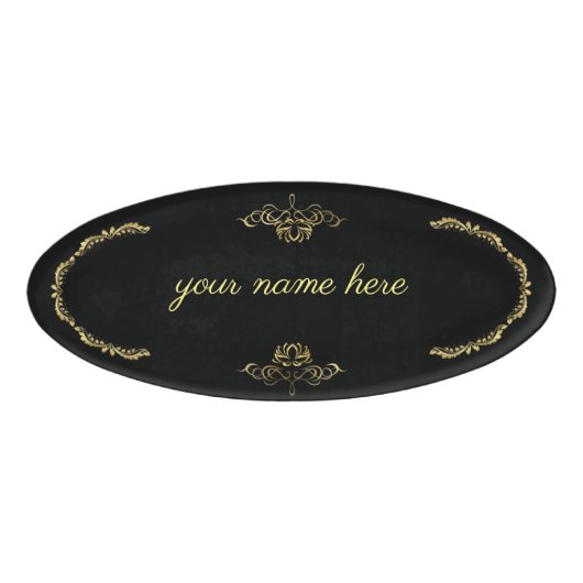 etiqueta con nombre negra con dorado naambadge (Voorkant)
