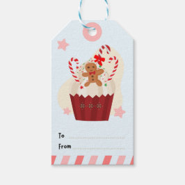 Etiqueta de Regalo con Cupcake de Jengibre Navideñ Cadeaulabel