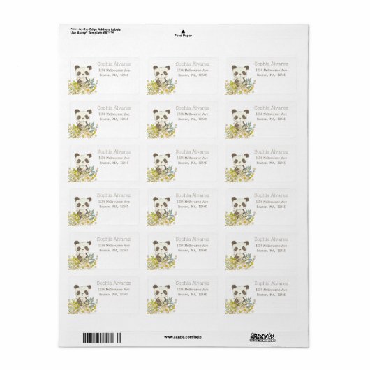 Etiqueta de remitente Baby Shower Panda Etiket (Full Sheet)