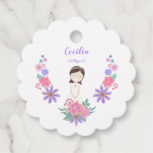 Etiqueta flor Primera Comunión CECILIA Bedankjes Labels (Voorkant)