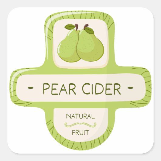 Etiqueta para botella de sidra de pera vierkante sticker (Voorkant)