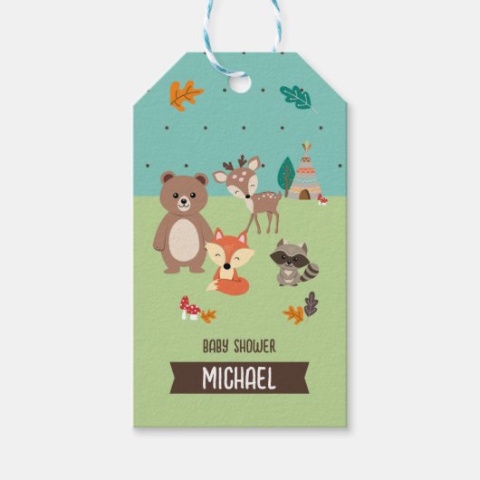 etiqueta para regalo Animalitos del bosque Cadeaulabel (Voorkant)