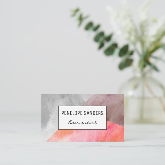 Etiqueta/waterkleurpanelen, expressief visitekaartje (Staand voorkant)