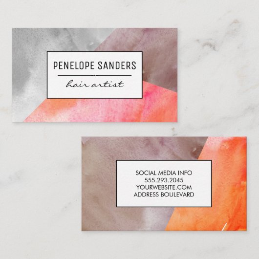 Etiqueta/waterkleurpanelen, expressief visitekaartje (Voorkant / Achterkant)