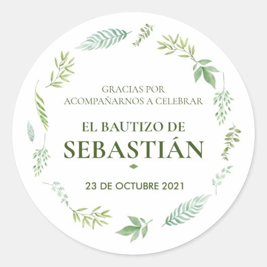 Etiquetas de agradecimiento para bautizo ronde sticker (Voorkant)