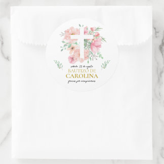 Etiquetas de agradecimiento para bautizo ronde sticker