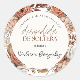 Etiquetas de despedida de soltera boho floral ronde sticker