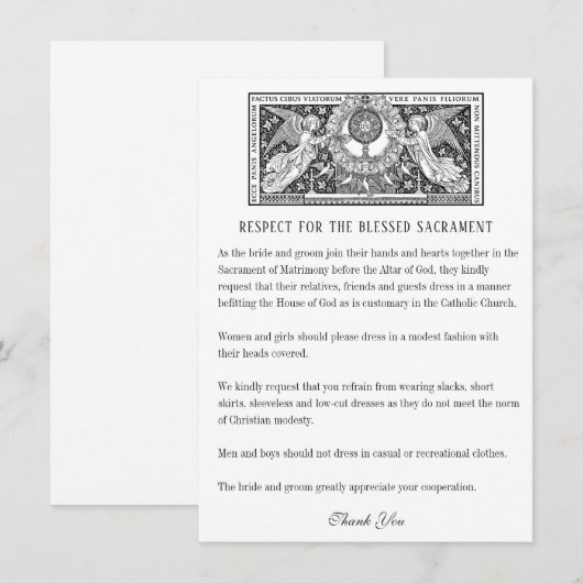 Etiquette Kaart voor katholieke bruiloft Notitiekaartje (Voorkant / Achterkant)