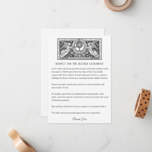 Etiquette Kaart voor katholieke bruiloft Notitiekaartje (Voorkant / Achterkant in situ)