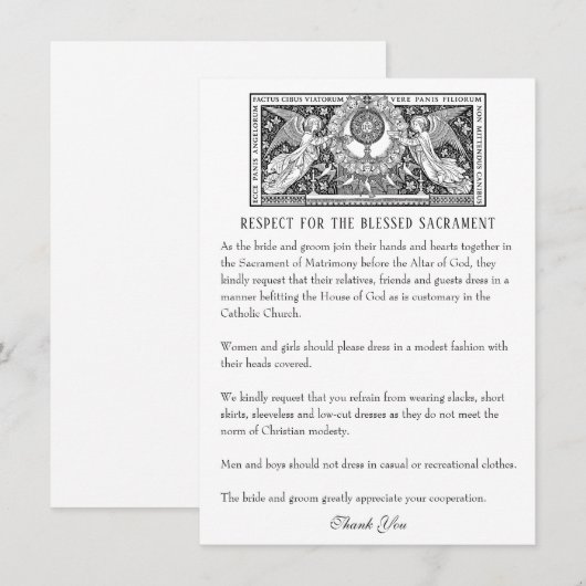 Etiquette Kaart voor katholieke bruiloft Notitiekaartje (Voorkant / Achterkant)