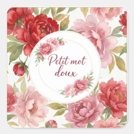 Étiquettes autocollantes florales Petit mot doux Vierkante Sticker